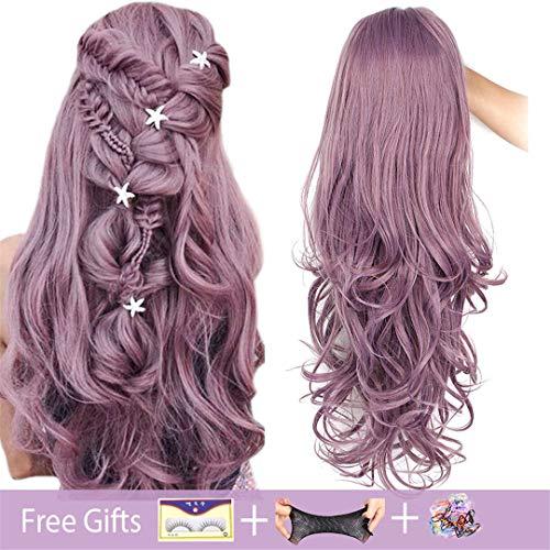 BBIDSW Synthetic Lace Front Wigs Long Wavy Purple Lace Wig For Black/White Women Wave Pink And Brwon Synthetic Lace Wigs LS004-1B