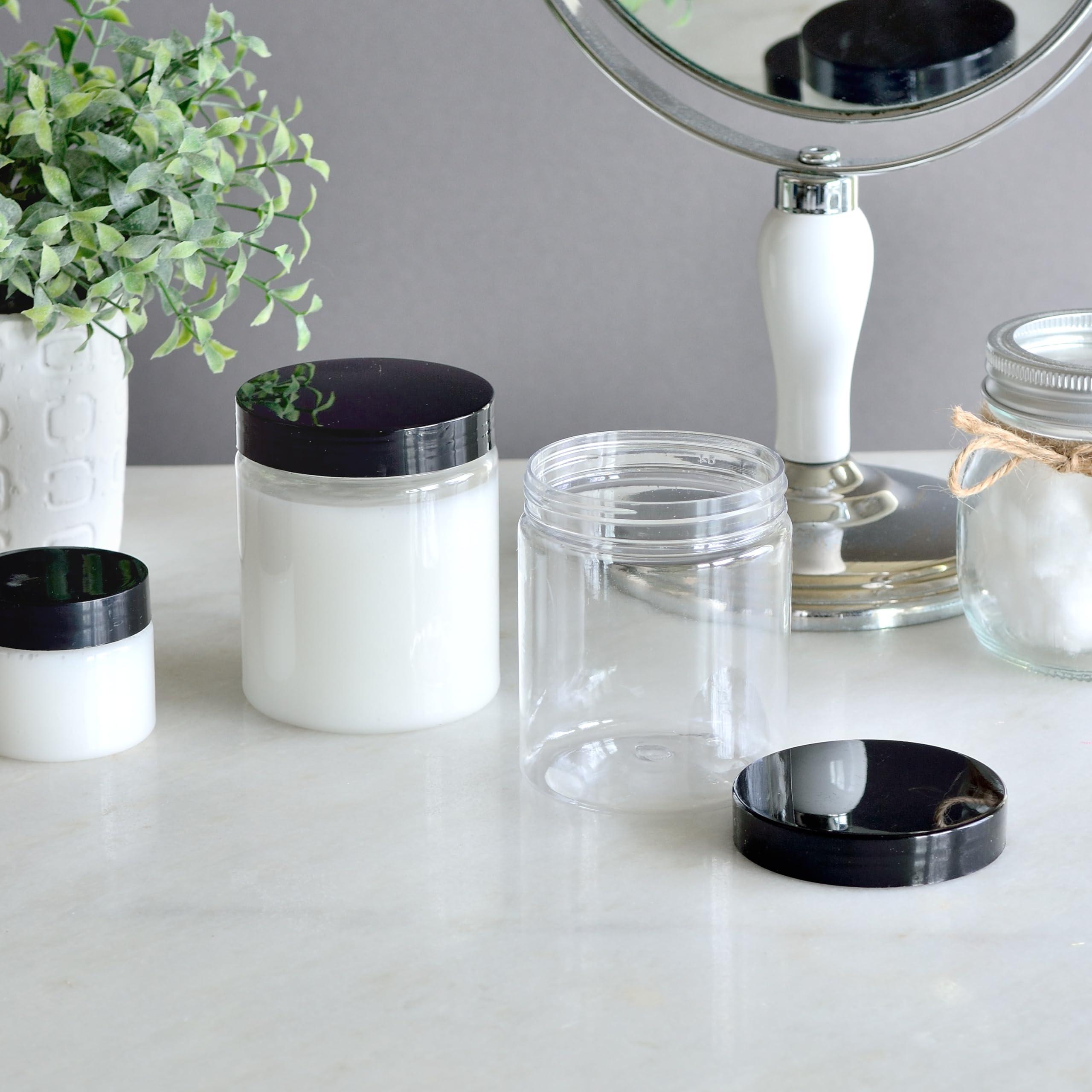 Youngever Youngever 24 Pack 8 Ounce Plastic Jars with Lids, Clear Plastic Slime Containers Plastic Round Storage Jars Container, Storage Jars for Kitchen, Home, Crafts Storage, Empty Cosmetic Jars with Lids