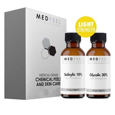 Medpeel MedPeel Light Strength Chemical Peel Set - with Alpha & Beta Hydroxy Acid Face Peel for all Skin Tones - 10% Salicylic 30ml/1fl oz, 30% Glycolic