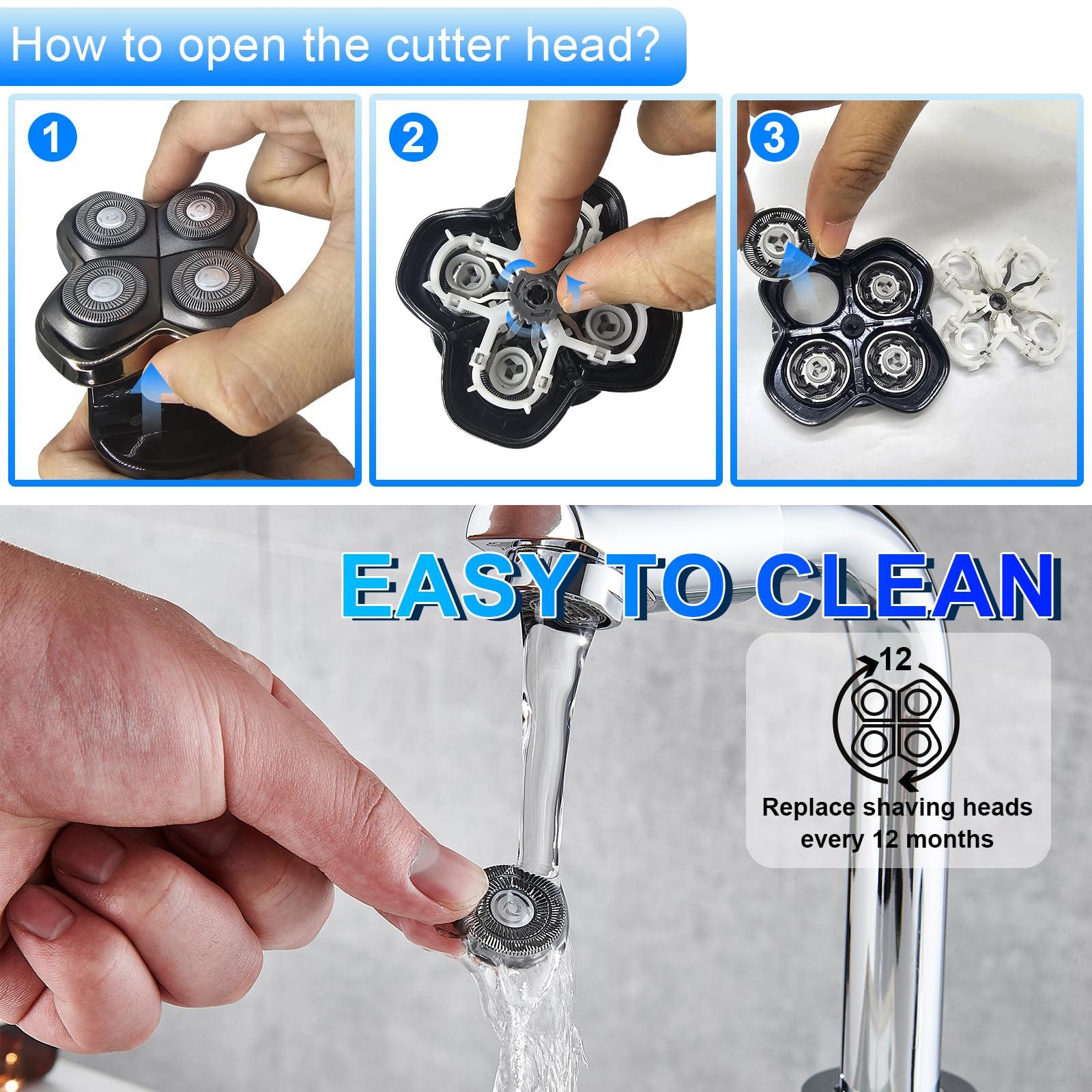 Ruzros Shaver Replacement Blades compatible Skull Shaver for Pitbull Gold PRO/Pitbull Platinum Pro Shaver Heads (12 pcs)