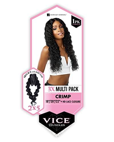 Sensationnel Sensationnel Vice Bundles 3x Multi Pack Weave + HD Lace Closure - CRIMP 26\" 28\", 30\" (Color:T2BG)