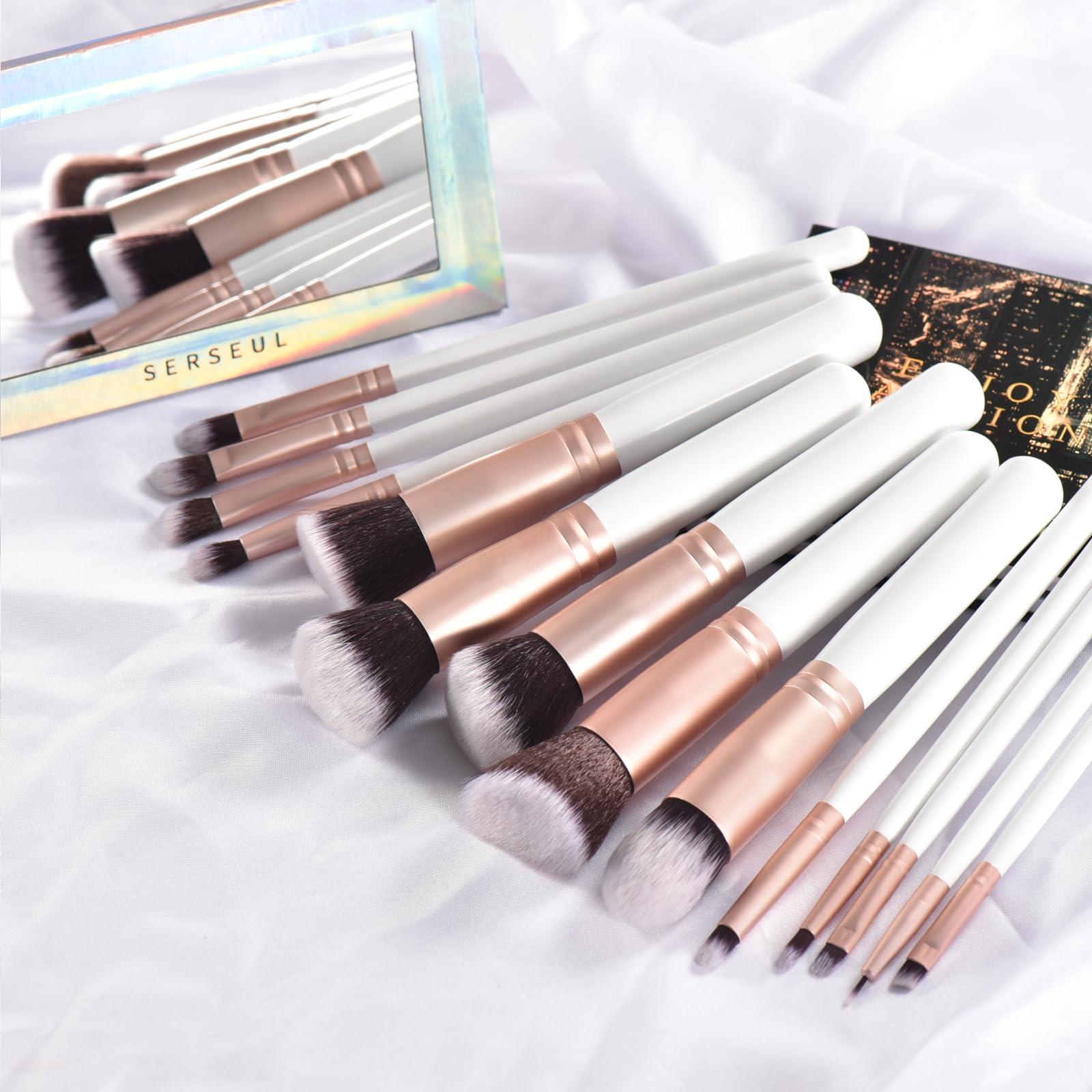 YJ-Anyue YJ-anyue Elegant White Makeup Brushes: 14pcs Wooden Makeup Brush Set - Essential Makeup Tools for Women and Girls, Premium Quality MAKEUP BRUSHES and MAKEUP TOOLS in a Complete MAKEUP BRUSH SET