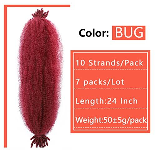 BEFUNNY 24 Inch Red Pre-Fluffed Spring Twist Hair, 7 Packs Springy Afro Twist Hair,Burgundy Marley Twist Braiding Hair, Soft Kinky Twists Hair For Braiding,Twisted Up Crochet Braid Hair For Black Women(24inch