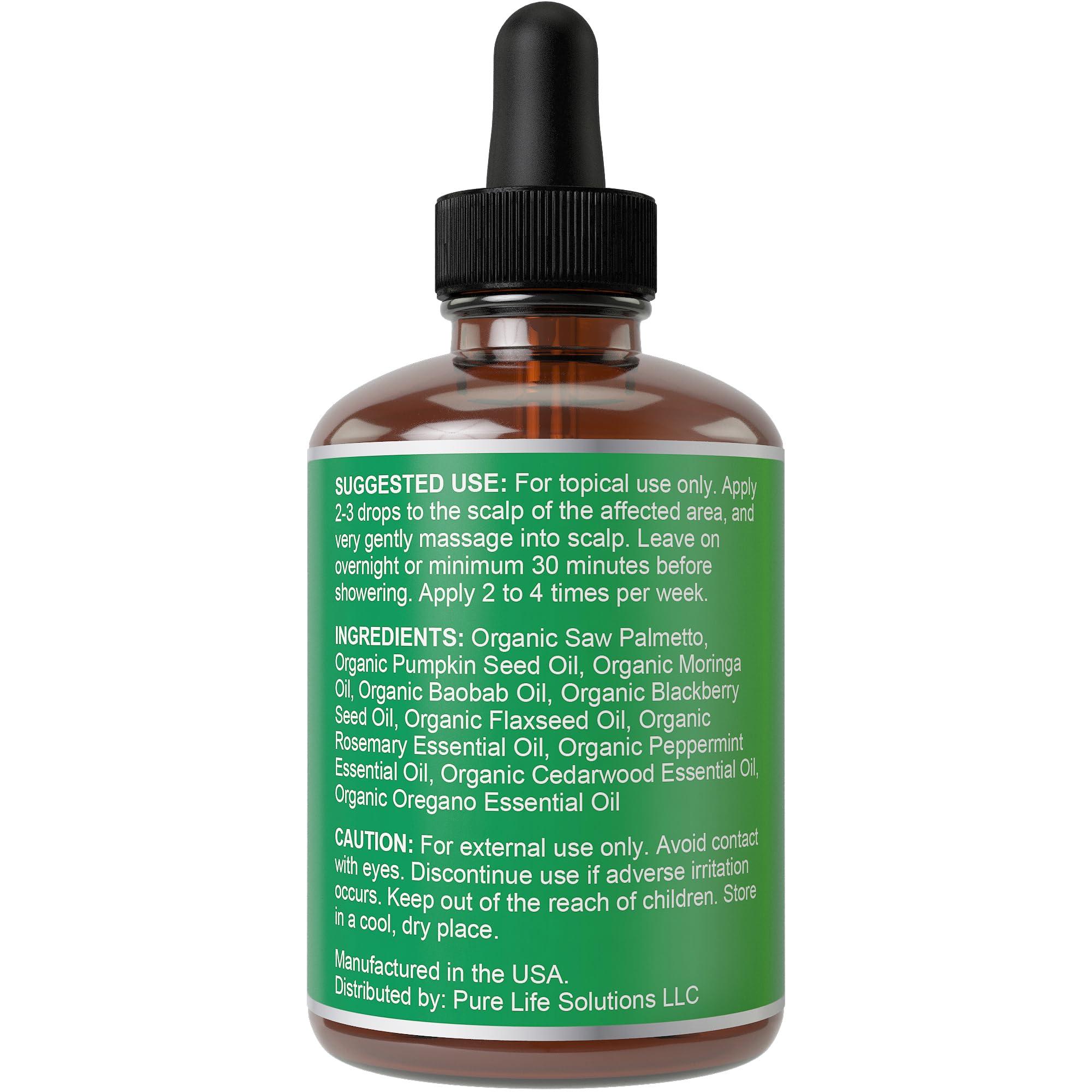 Hair Thickness Maximizer Saw Palmetto Serum for Hair Growth and Thickening - With Rosemary, Peppermint, Pumpkin Seed Oils. Vegan Moisturizing and Strengthening Scalp Treatment for Women, Men, Weak, Dry, Frizzy Hair 2oz