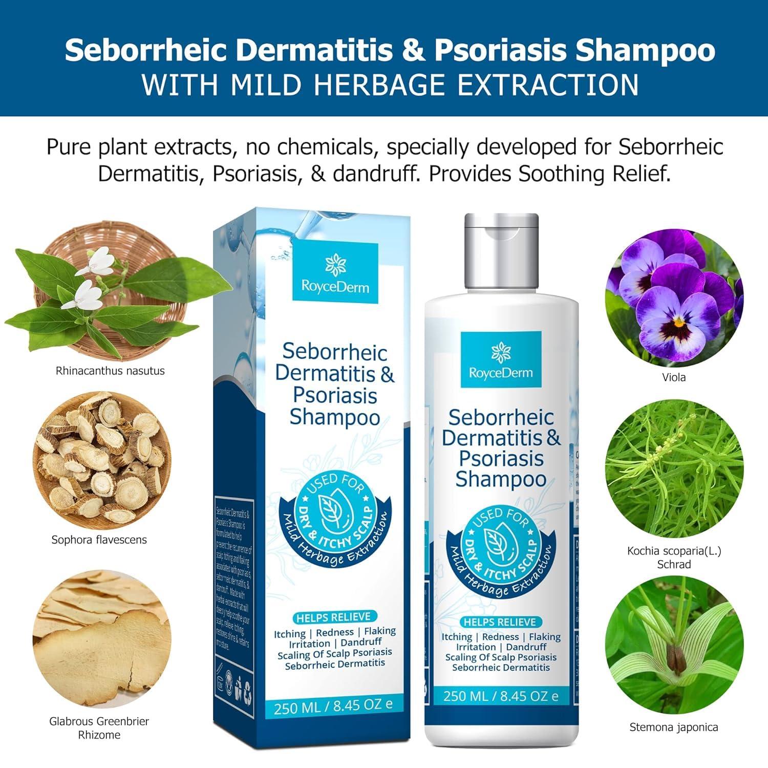 Roycederm Roycederm Psoriasis Shampoo, Seborrheic Dermatitis Shampoo, Folliculitis Shampoo, Dandruff Shampoo, Scalp Psoriasis & Seborrheic Dermatitis Treatment, Dry Itchy Scalp Treatment