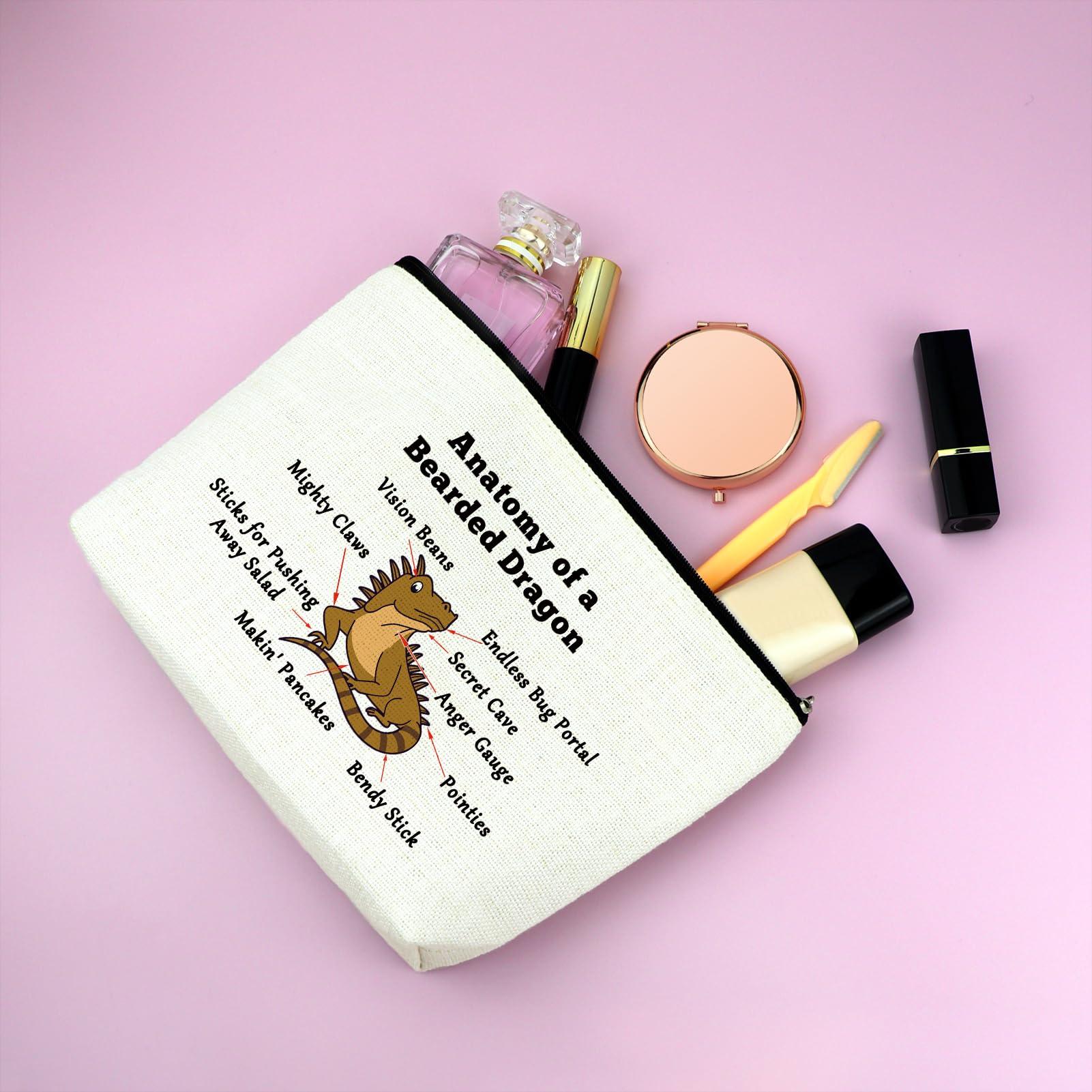 Mxrymvu Bearded Dragon Lover Gift Anatomy of A Bearded Dragon Makeup Bag Bearded Dragon owner Gift Bearded Dragon Themed Gift Cute Reptile Gift Lizard Lover Gift for Friends Birthday Zipper Travel Pouch