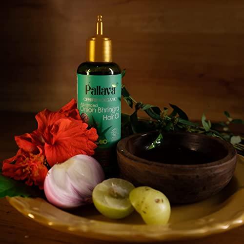 P Organic Organics Advanced Onion Bhringraj Hair Oil With Black Seed Oil for Hair Growth and Hair Fall Control - with Expert Root Applicator - for Men & Women - Ayurvedic Formula - 100ml