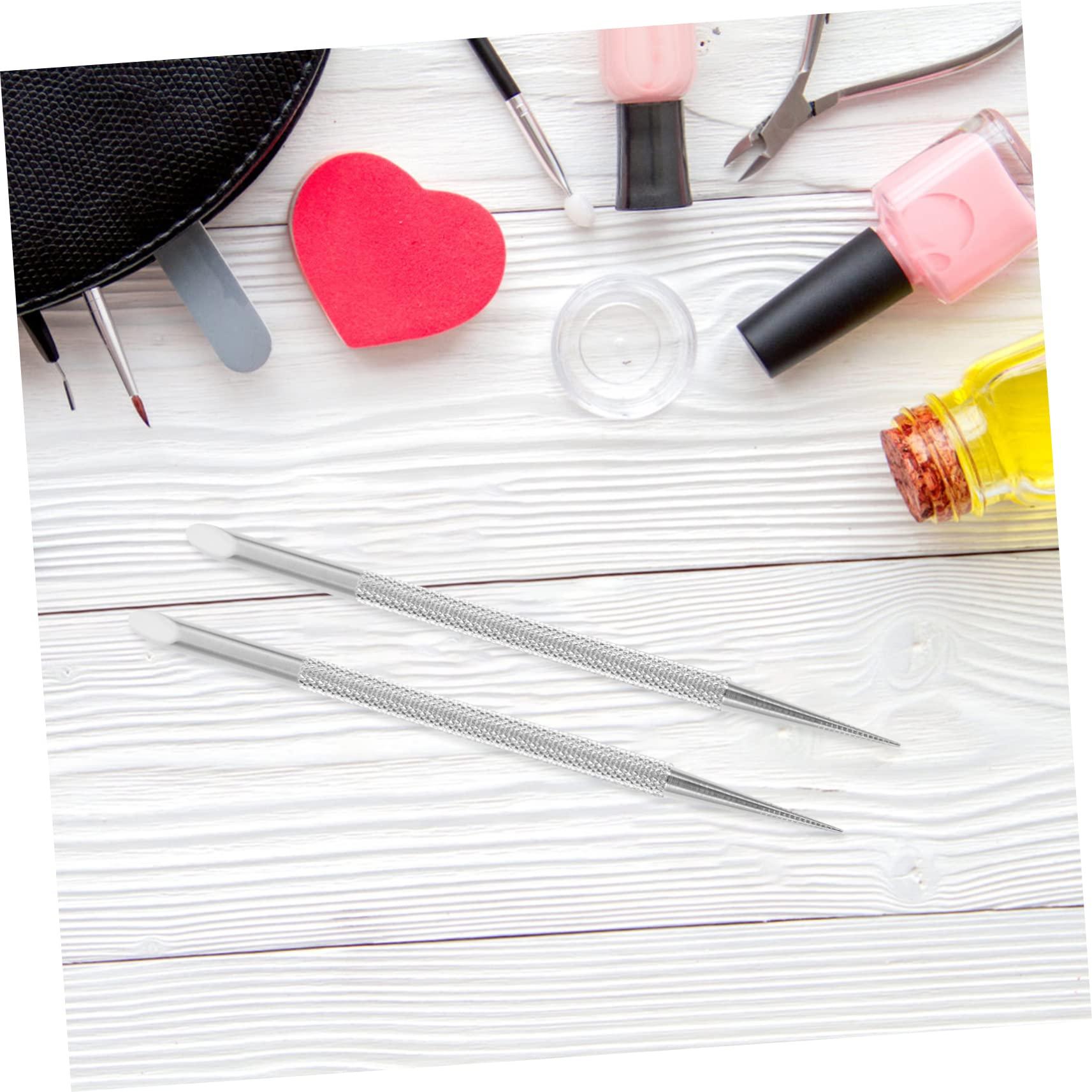Beavorty Beavorty 2sets Nail Art Supplies Metal Cuticle Pusher Nail Scaler Cuticle Cleaner for Gel Polish Removal 2pcs*2