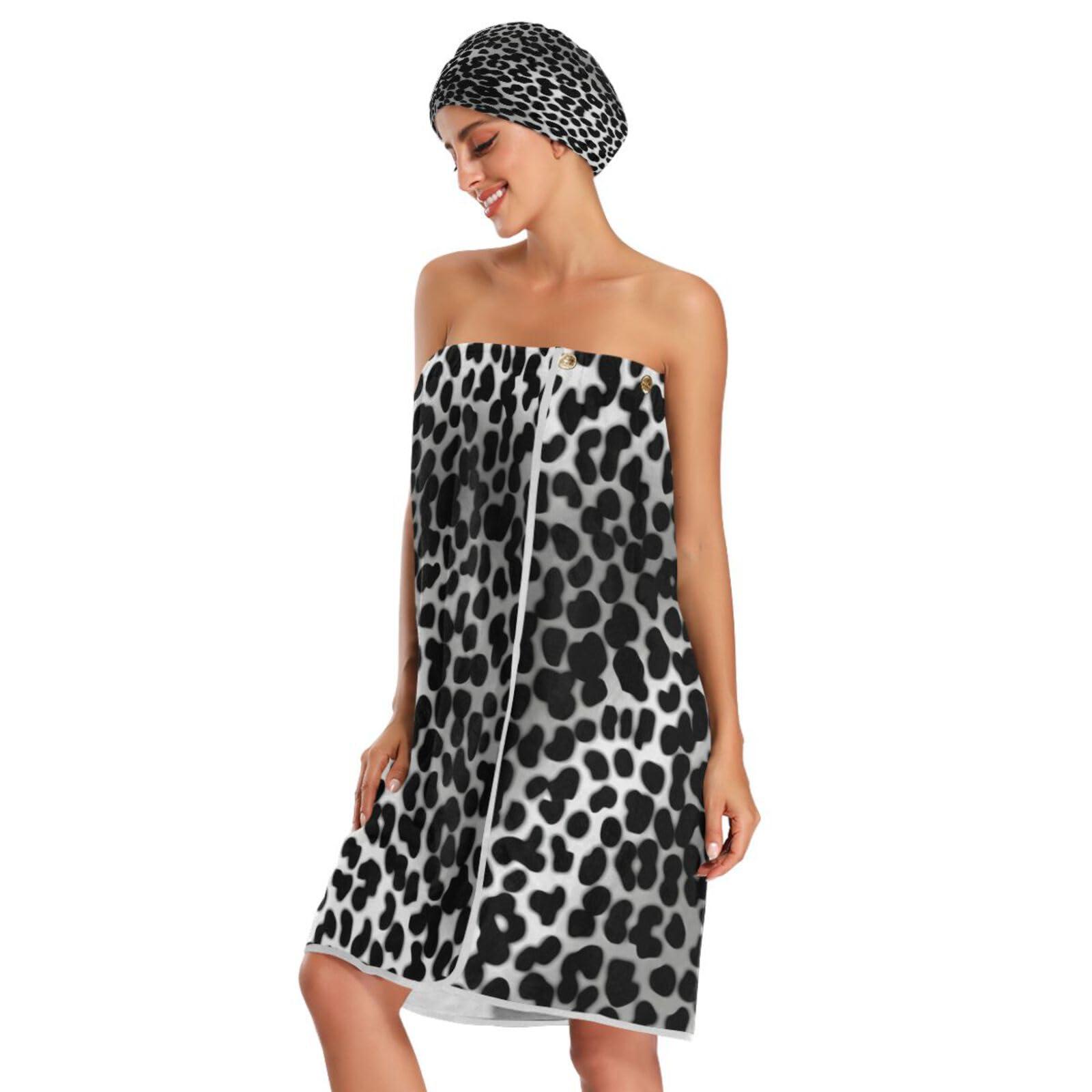 xigua xigua Leopard Print Bath Towels Set,Quick Drying Women Bath Wrap Towel with Dry Hair Cap Headband Highly Absorbent Bath Towel for Gym, Spa, Bathroom, Shower109