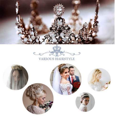 Blufly Blufly Baroque Bridal Crown and Tiara Rose Gold Crystal Full Crowns Dolce Baroque Diadem Headband Pageant Flower Hair Accessories Pearls Bride Headpieces for Women and Girls (D)