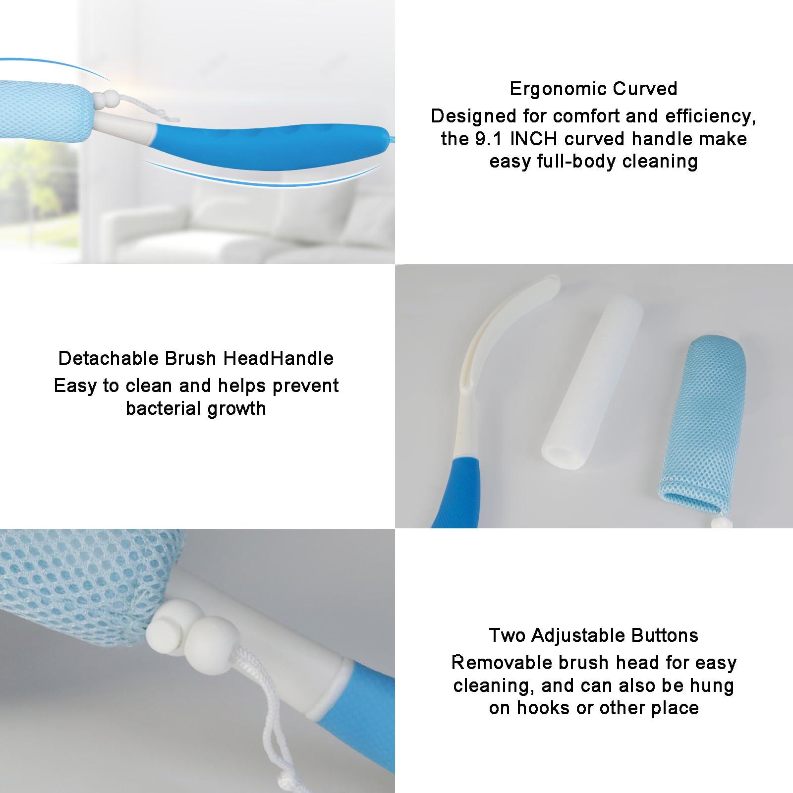 Leetye Mei Leetye Mei Long Handled Shower Brush, Non-Slip Long Handle Bath Brush, Back Body Brush Gentle Exfoliating and Lather Well Deep Cleansing Long-Lasting for Body