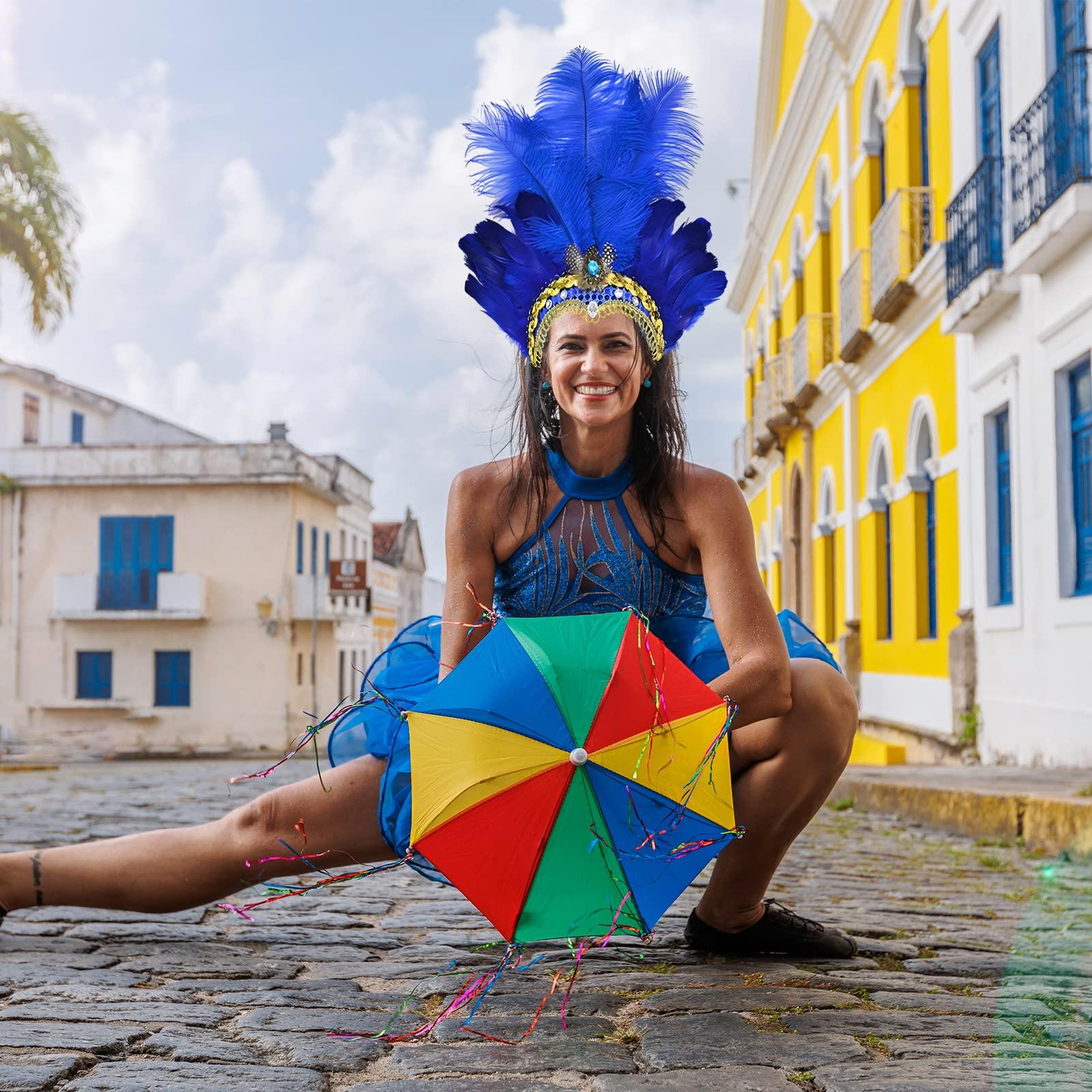 Goenb Goenb Mardi Gras Headband, Mardi Gras Headband for Women Girls Showgirl Carnival Feather Headpiece for Hawaii Costume Party (Blue)