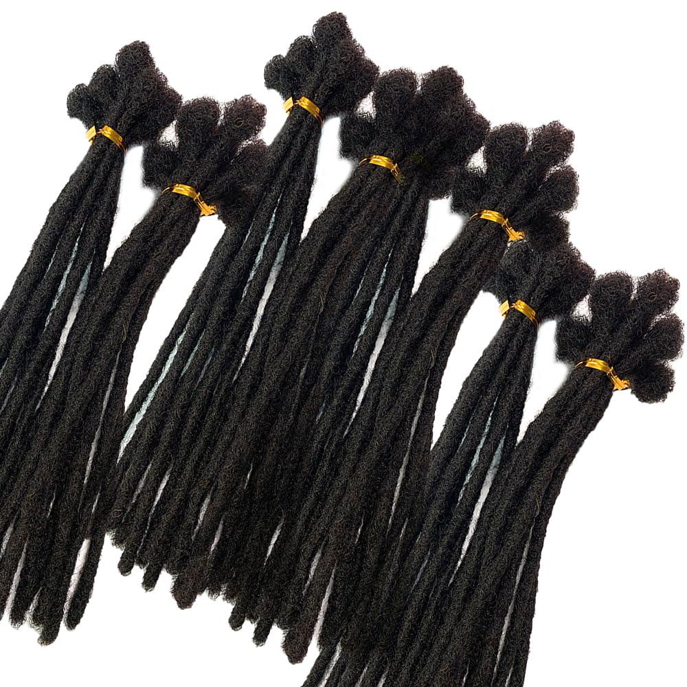 LuxeLocksPro Human Hair Loc Extensions for Man/Women,Permanent Dreadlock Extensions Natural Black 1B (10 Dreads/Bundle)