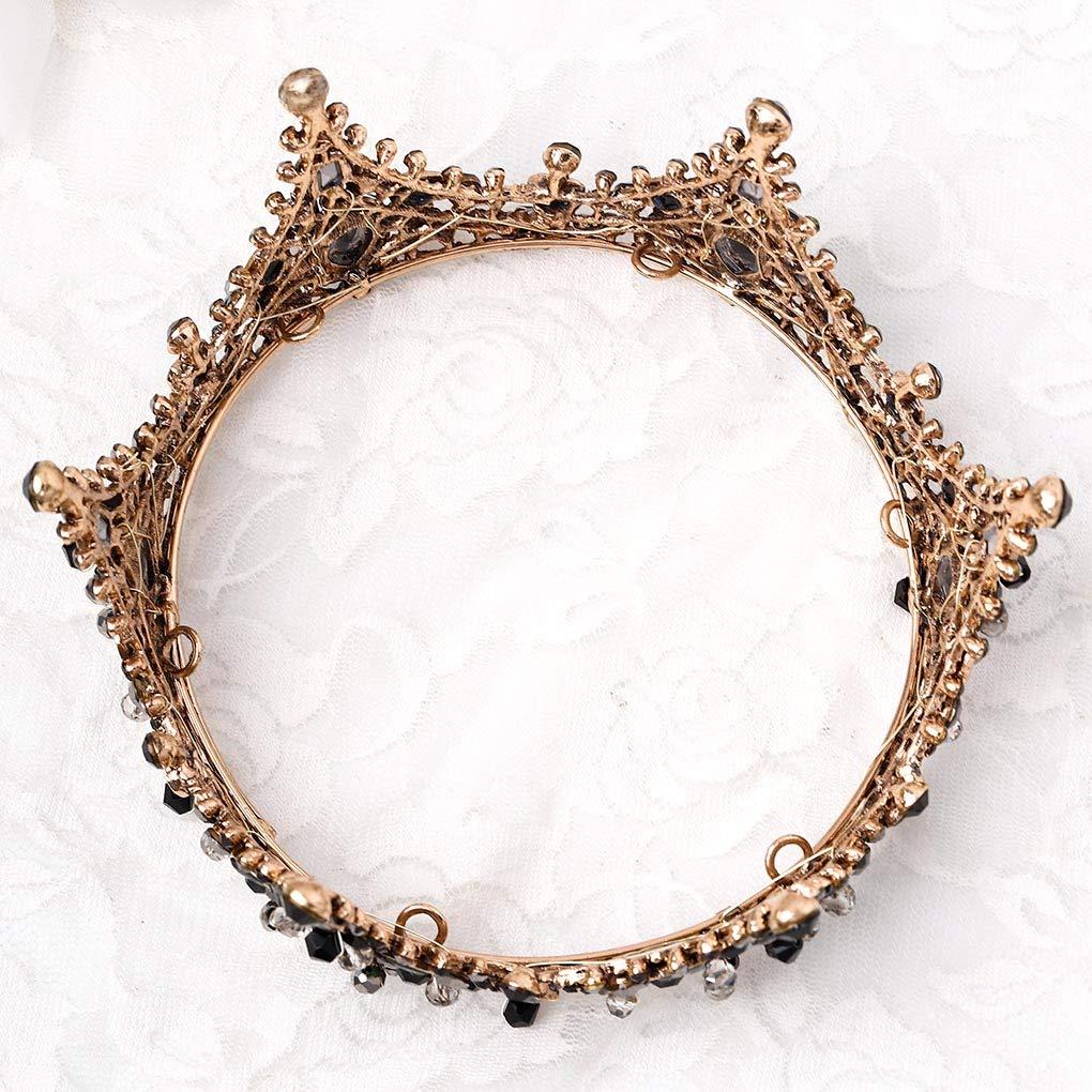 Barode Barode Baroque Rhinestones Black Bride Wedding Crowns and Tiaras Shining Dainty Charm Prom Queen Crowns Bridal Hair Accessories for Women