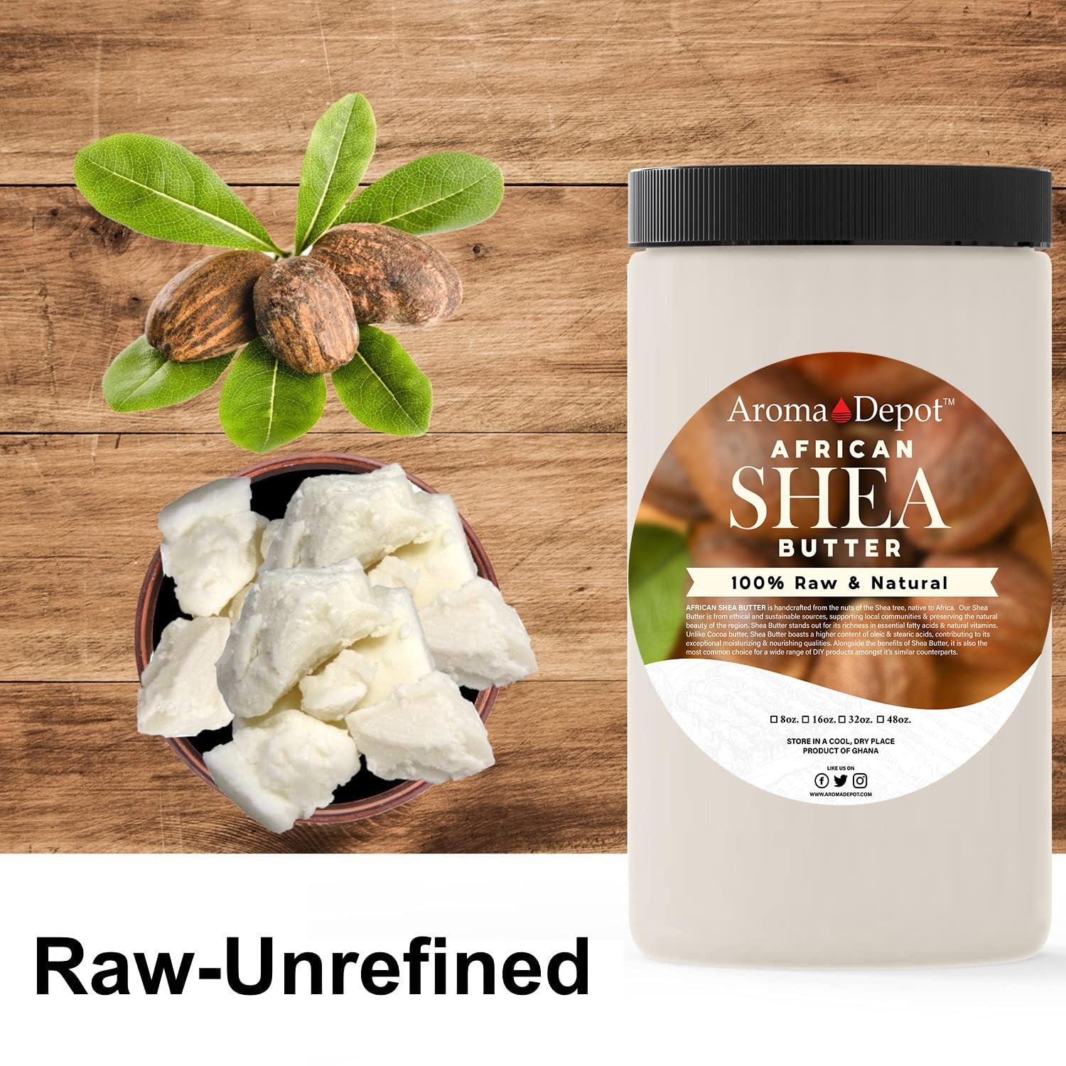 Aroma Depot Raw African Shea Butter 8 oz. Container Ivory/White Grade A 100% Pure Natural Unrefined Fresh Moisturizing. Ideal for Dry and Cracked Skin. Can be use in Body, Hair and Face. (3 PACK)