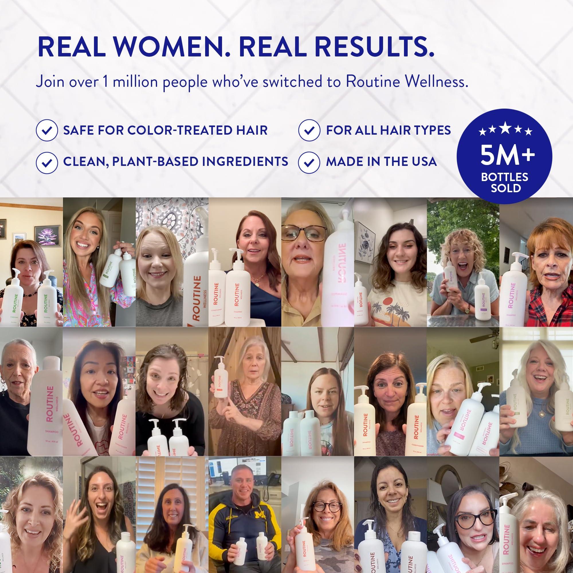 Routine Wellness Routine Wellness Anti-Thinning Shampoo and Conditioner Set for Thinning Hair - Biotin DHT Blocker Women & Men - Color Safe Shampoo for Hair Loss & Healthier Growth - Unscented (Pack of 2)