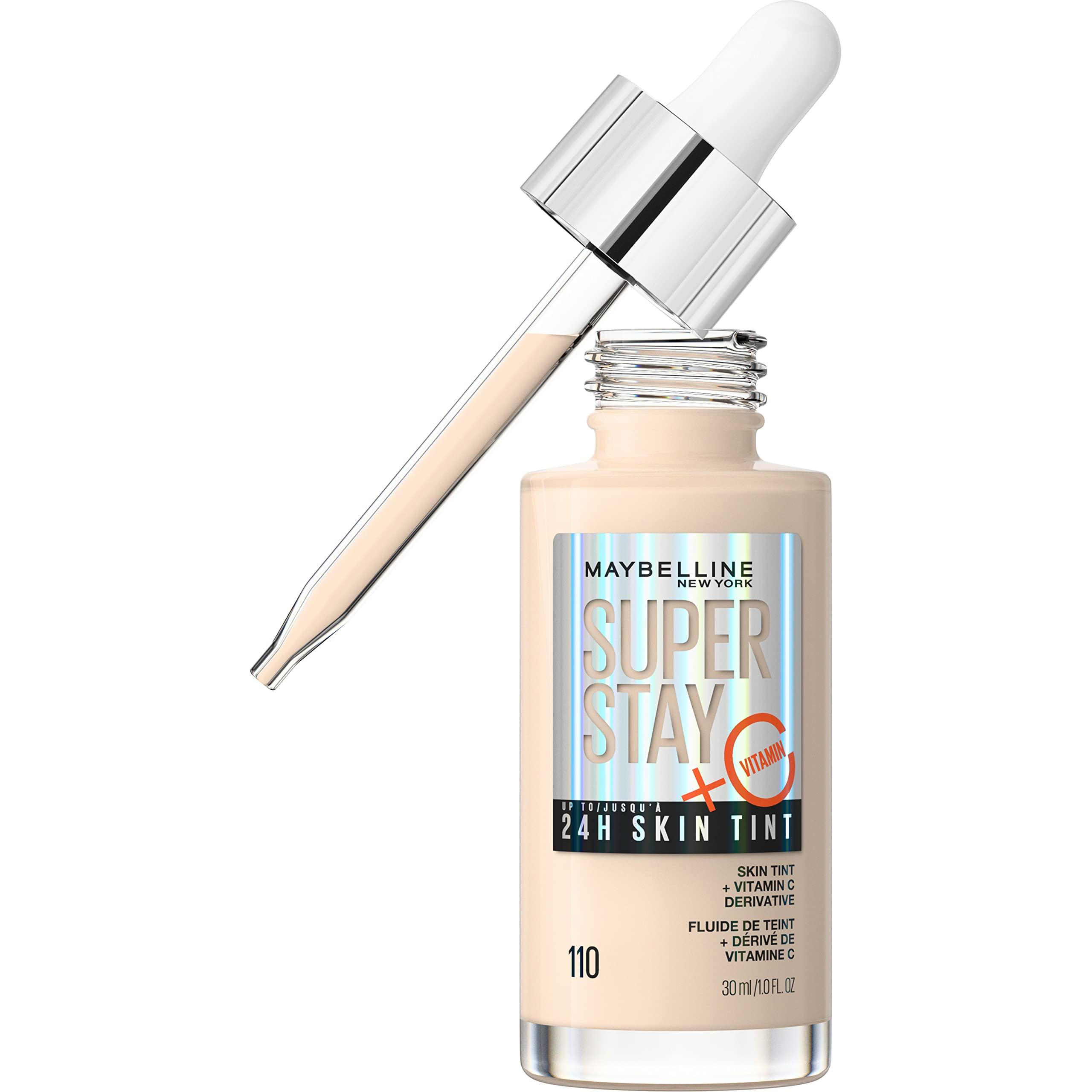 MAYBELLINE Maybelline Super Stay Up to 24HR Skin Tint, Radiant Light-to-Medium Coverage Foundation, Makeup Infused With Vitamin C, 110, 1 Count
