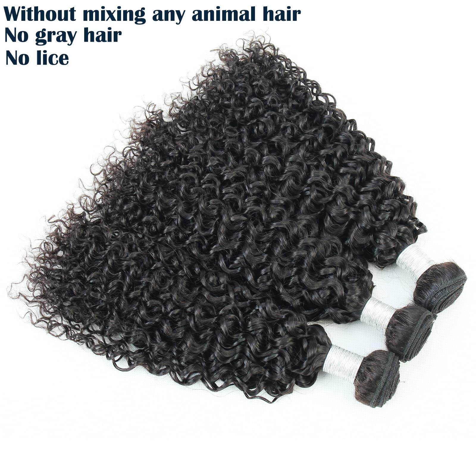 LINYINGYH LINYINGYH 24 Inch Curly Bundle Human Hair Jerry Curl Single Bundles 12A Kinky Curly 1 Bundle Weave 100% Unprocessed Remy Hair Extensions Bundles Natural Color