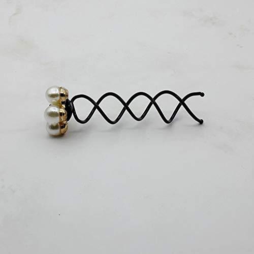 Suoirblss 5PCS Imitation Pearl Spiral Twist Screw Hair Pins Rhinestone Flower Hair Clips Spiral Bobby Pins Hair Bun Styling Tool Hair Accessories for Women Lady (A#)