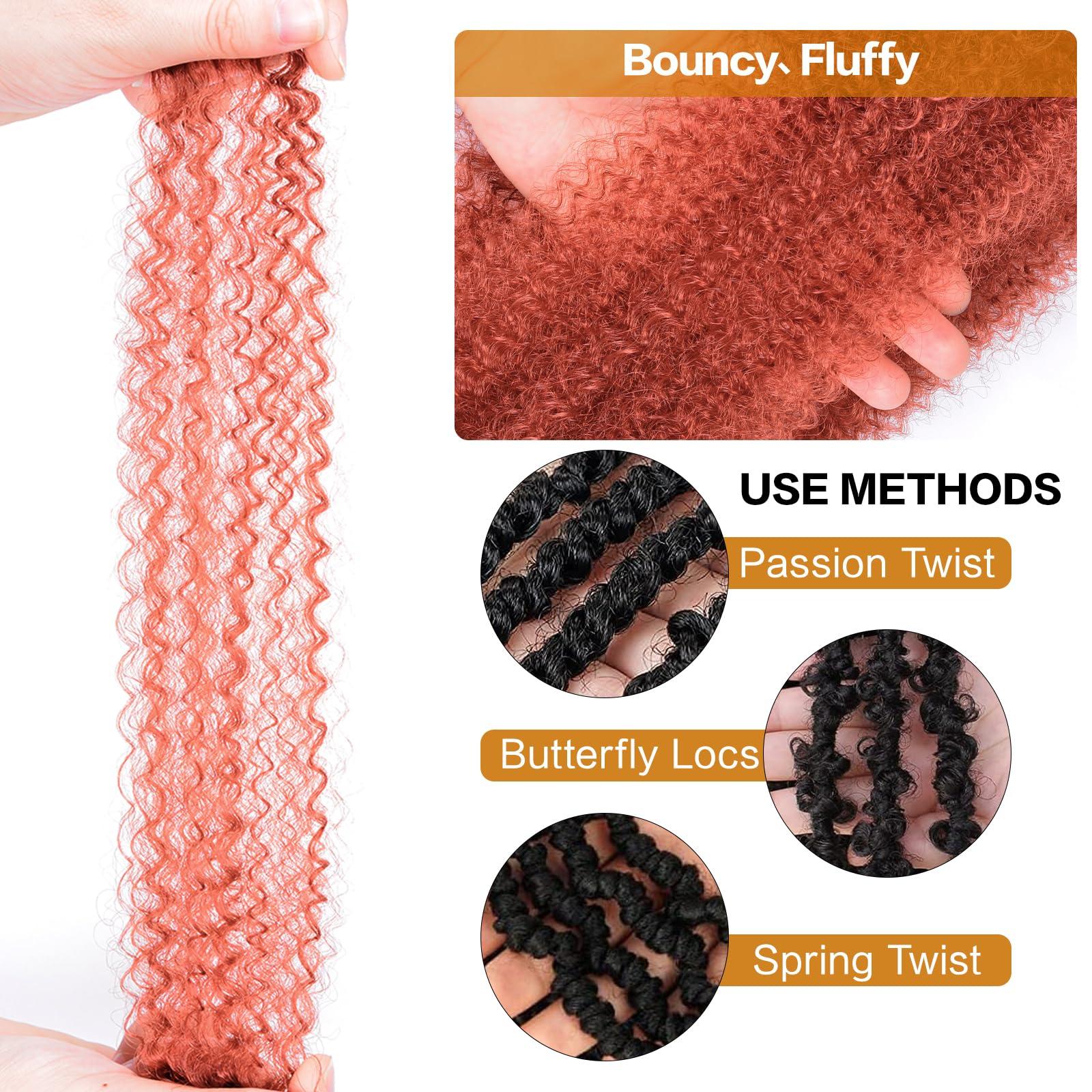 Yufeihe Hair Afro Twist Hair for Black Women Kinky Twist Hair 8 Packs Marley Hair Afro Synthetic Protective Spring Twist Hair 24 Inches Kinky Curly Hair(24 Inch,8Pack,350#)