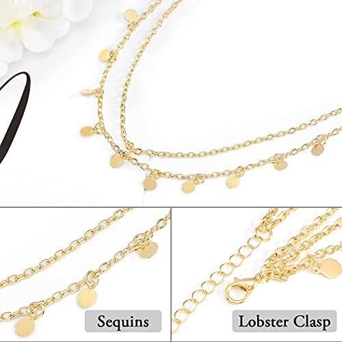 Brinie Brinie Boho Head Chain Gold Small Coins Hair Chain Wedding Head Jewelry Festival Halloween Costume Bridal Hair Chain Headpiece Hair Accessories for Women and Girls