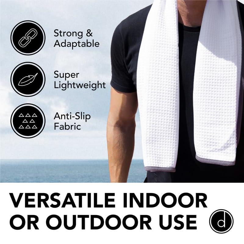 desired body desired body Gym Towels for Sweat 44\" x 16.5\" (2 Pack) - Absorbent Waffle Fabric Texture Yoga Towel for Gym, Sports, and Exercise - Odor-Free, and Lightweight - for Men and Women - White