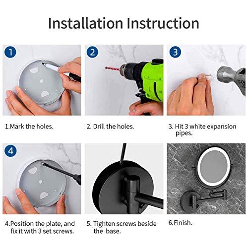 BABUUN BABUUN Makeup Mirror 8 Inch with 10X Magnification and LED Light Vanity Mirror, 360 Degree Swivel Rotation with Distortion (Size : 7X)