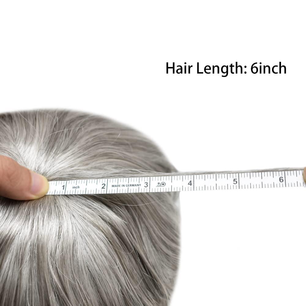 RESHE RESHE Men Toupee Hair System Ultra Thin Skin Real Human Hair Piece For Mens Toupee V-loop Natural Looking Hairpiece For Men Protesis Capilar Para Hombre 8\'\'X10\'\' #1B90#1B Off Black+90% Grey
