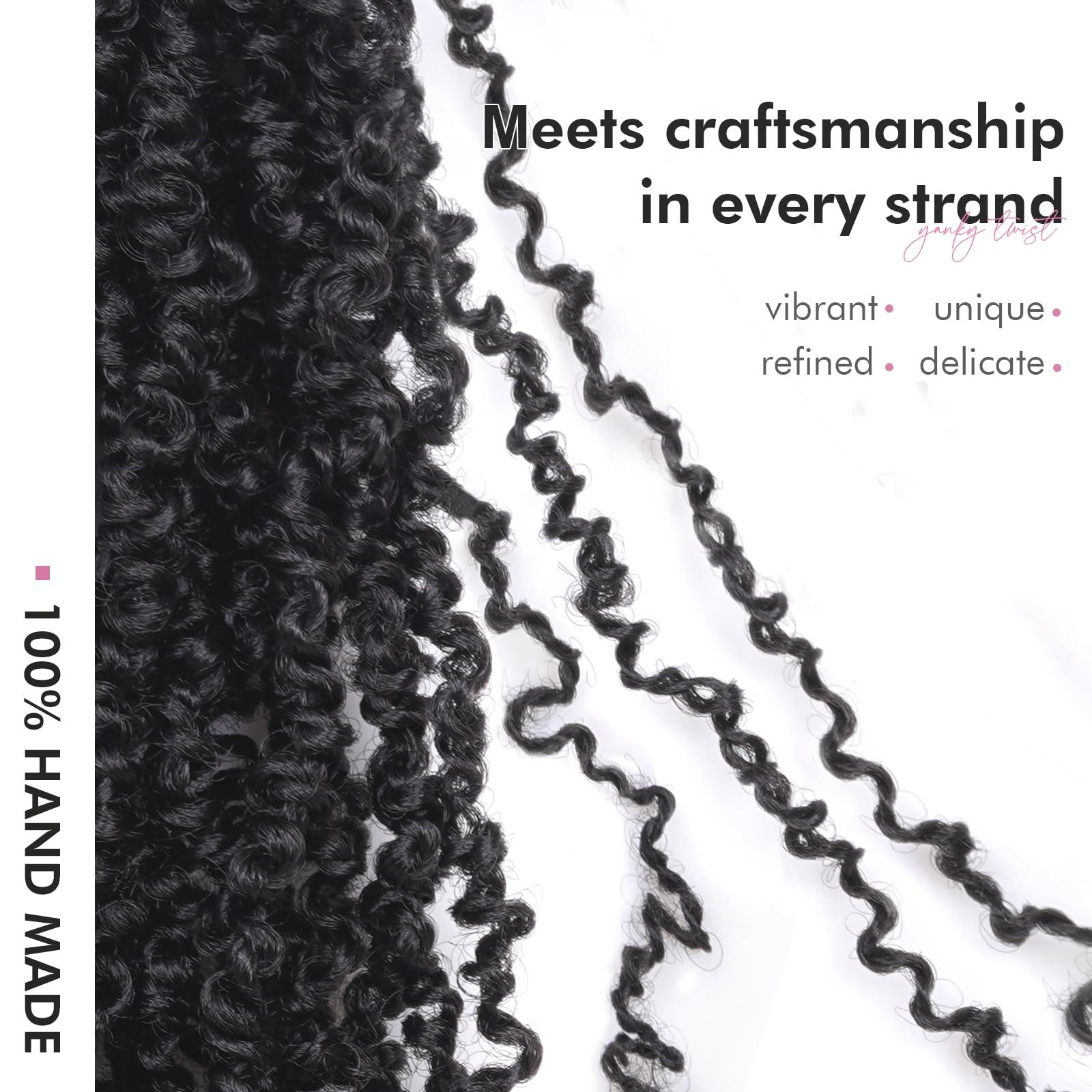 ToyoTress Toyotress Yanky Twist Crochet Hair - 12 Inch 2 Packs (30 Strands/Pcs) Fluffy Spring Mini Twist Short Bob Passion Twist, Natural Black Pre-Looped Crochet Braids Braiding Hair (12 Inch, 1B-2P)