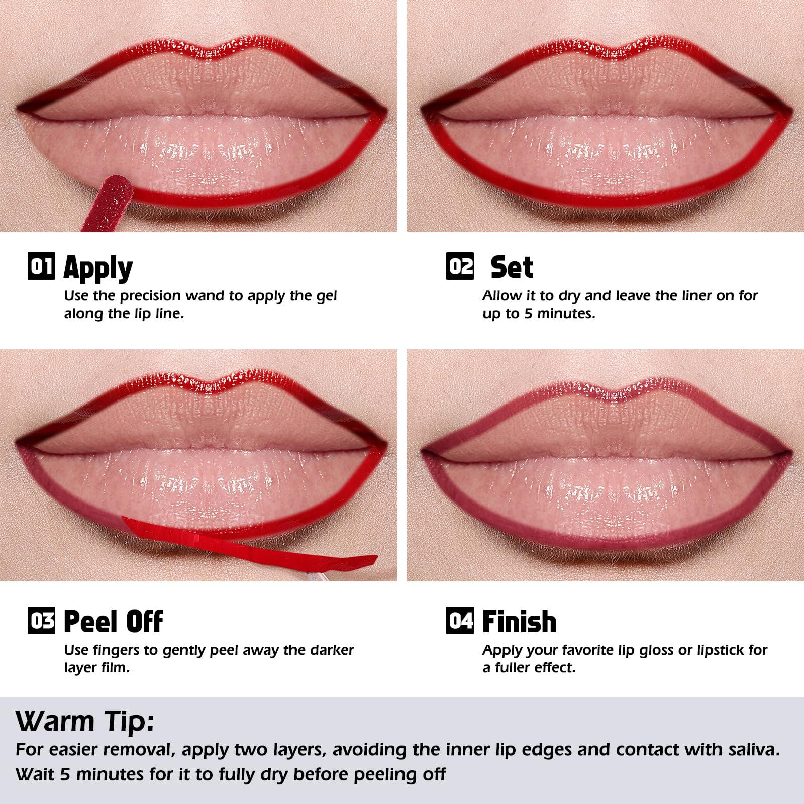 KIMUSE KIMUSE Peel Off Lip Liner Stain, Long Lasting Lip Tint Stain Peel Off, Waterproof, Transfer-Proof, Highly Pigmented Color Peel Off Lip Stain Liner, Matte Finish