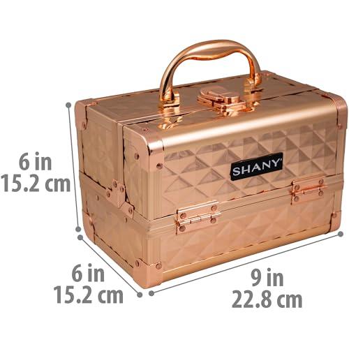 SHANY SHANY Chic Makeup Train Case Cosmetic Box Portable Makeup Case Cosmetics Beauty Organizer Jewelry storage with Locks, Multi trays Makeup Storage Box with Makeup Mirror - Rose Gold