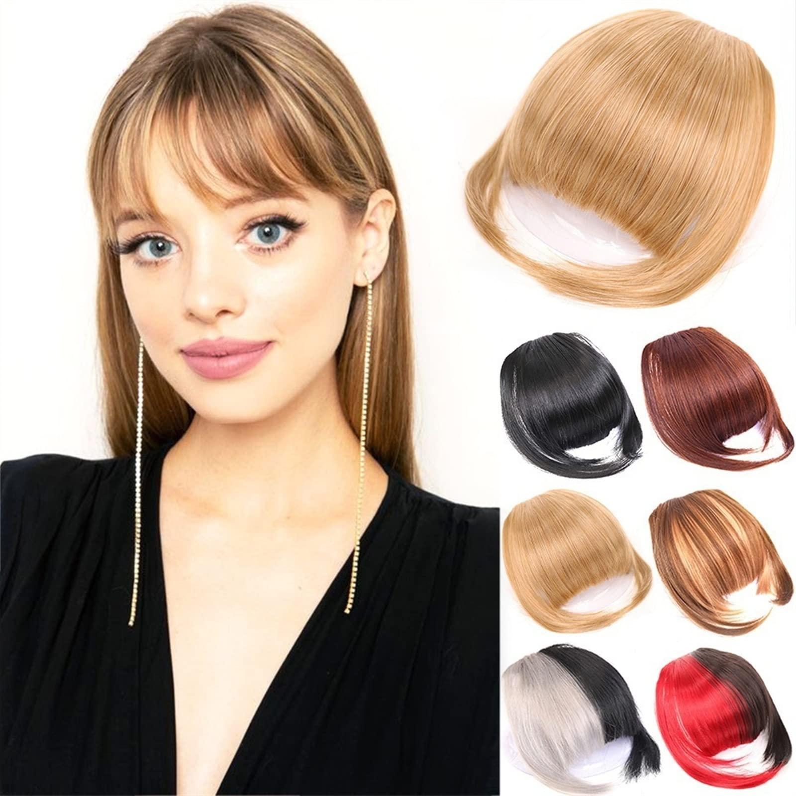 CFGH6FDF CFGH6FDF Bangs Hair Natural Straight Synthetic Blunt Bangs Hair Extensions 6\"\" Short Straight Hairpiece Front Neat Bang Clip-In Full Bangs for Women Bangs Hair Clip(SW65-106)