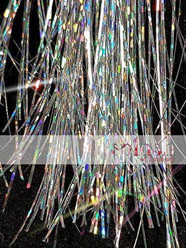 La Demoiselle 40 inch Hair Tinsel 200 Strands Two Colors : Sparkling Silver & Sparkling Gold