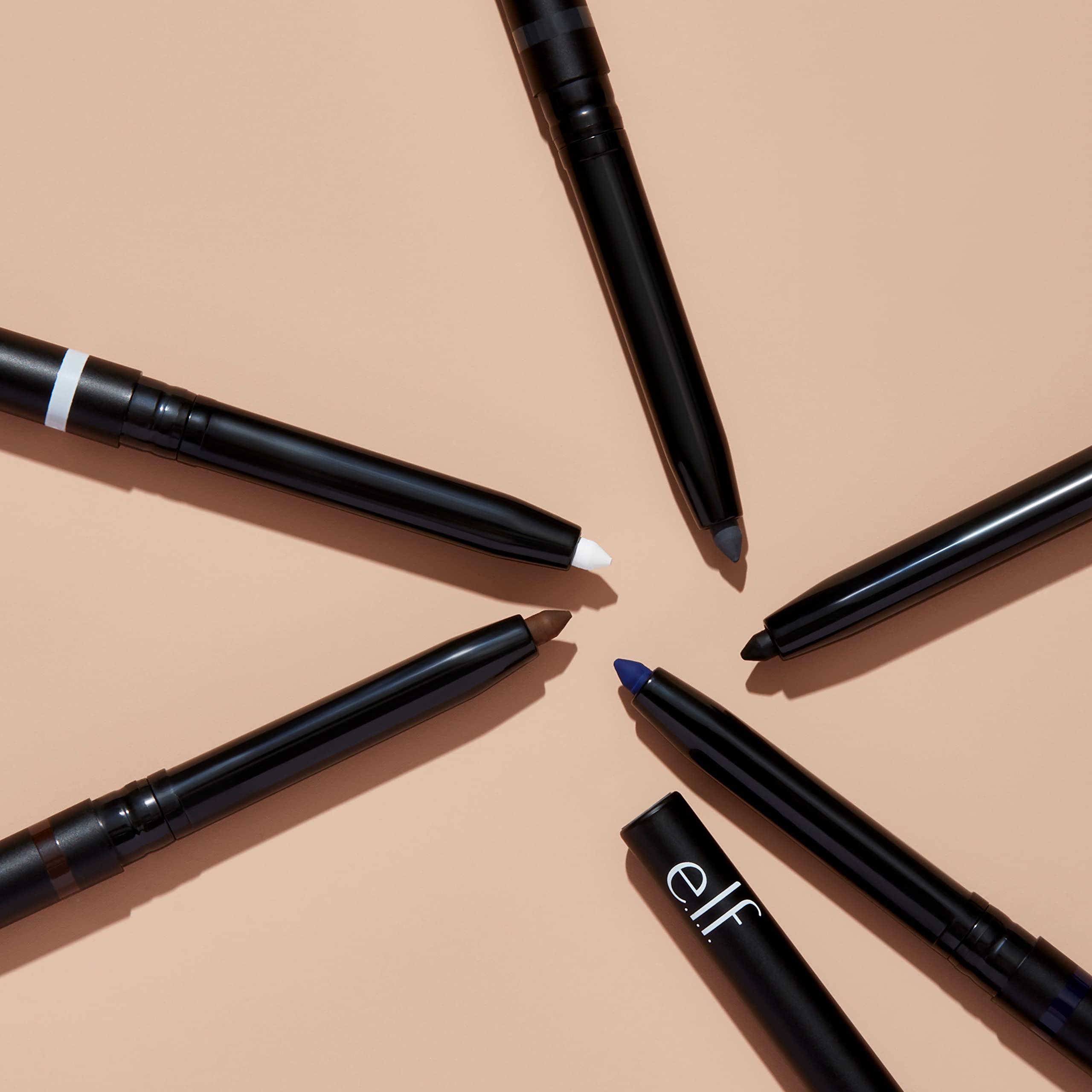e.l.f. e.l.f, No Budge Retractable Eyeliner, Creamy, Ultra-Pigmented, Long Lasting, Enhances, Defines, Intensifies, Boldens, Grey, All-Day Wear, 0.006 Oz