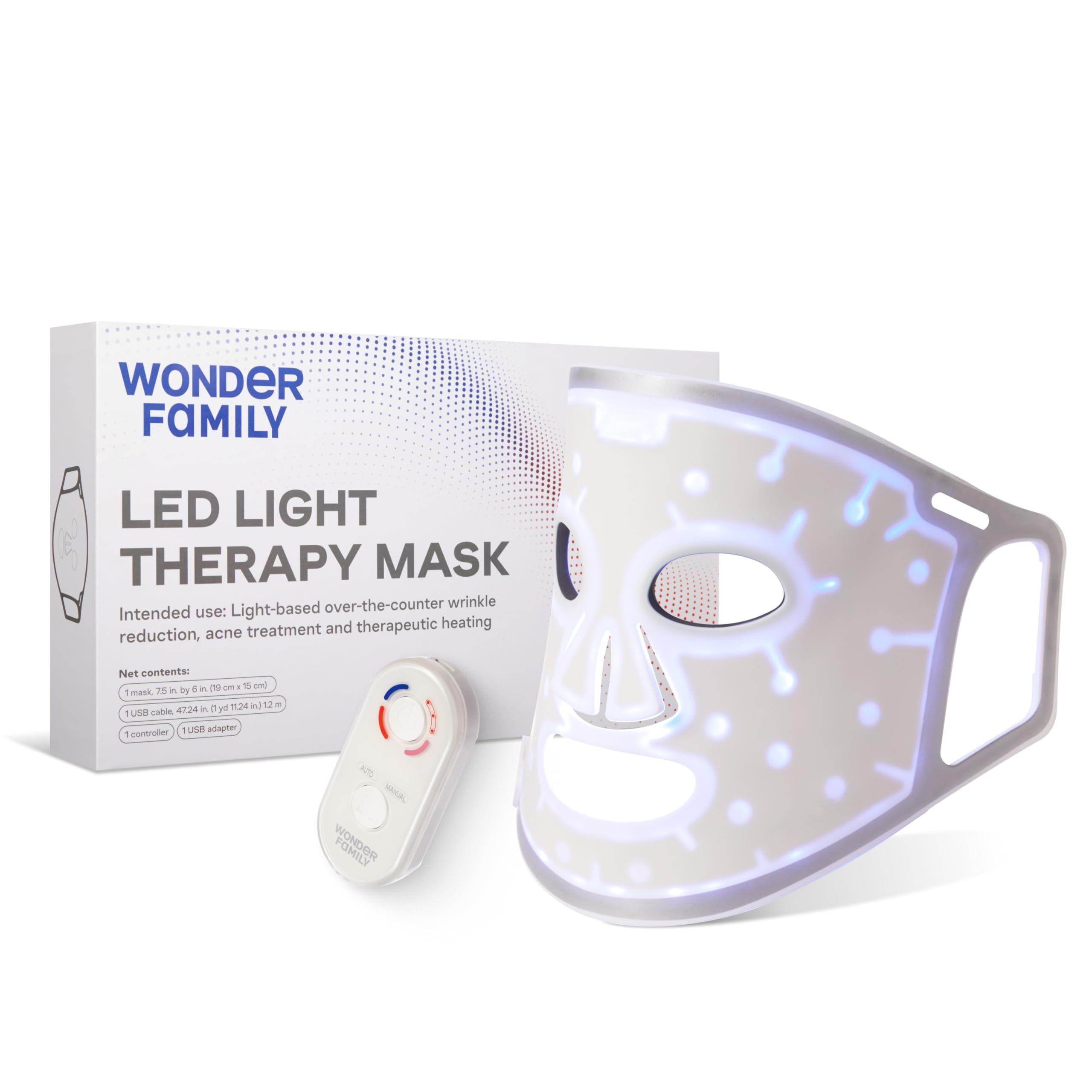 WONDER FAMILY LED Face Mask Light Therapy - Red Light Therapy for Face & Blue Light Therapy in 1 LED Light Mask for Face - Red Light Face Mask LED Light Therapy for Face Light Therapy Device - LED Mask Skincare