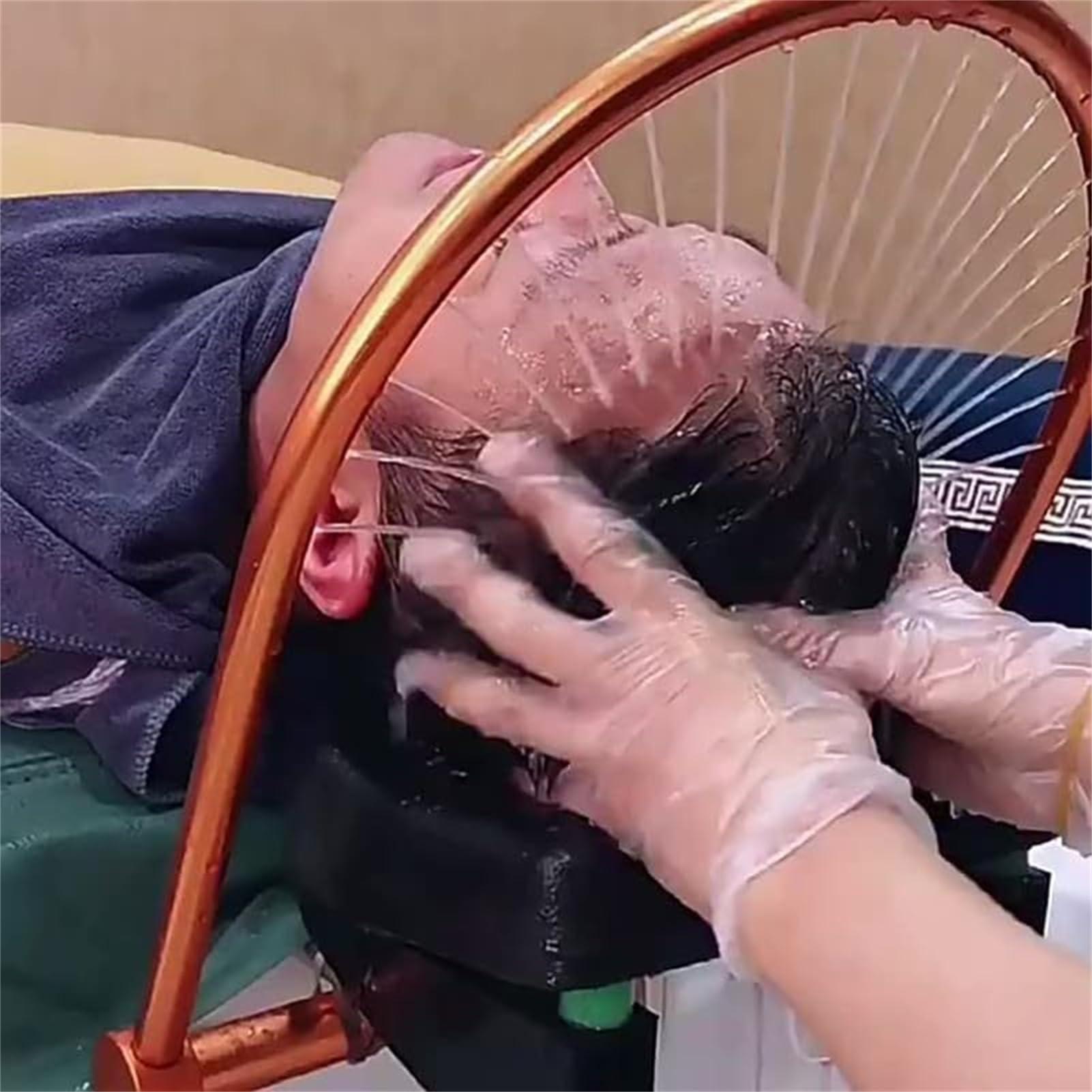 FXNFXLA FXNFXLA Japanese Head Spa, Head Hair Salon Water Circulation Waterfall Basin Attachment Rack, 180 Arc Design, 21 Water Outlet Holes, Massage Salon Equipment