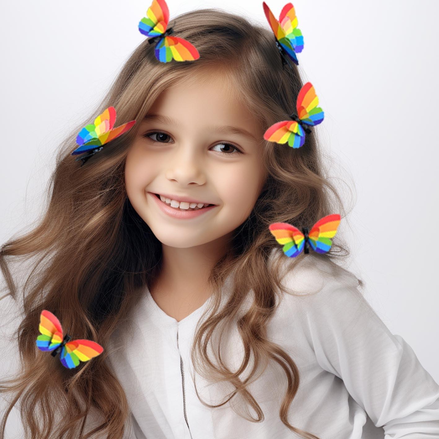 RIHDXCH 6 Pieces Gay Pride Day Rainbow Butterfly Hair Clip.Holiday Hair Accessories for Girls Women Wedding Birthday Gifts.LGBT Women Girls Party Parades Celebrations Festival Decorations