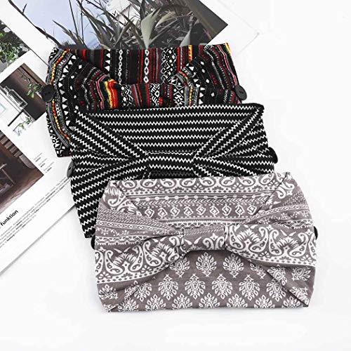 Bohend Bohend Boho Button Headband Wide Stretchy Daily Use Knotted Headwear Sport Athletic Yoga Gym Hair Accessories for Women and Girls(3pcs) (C)