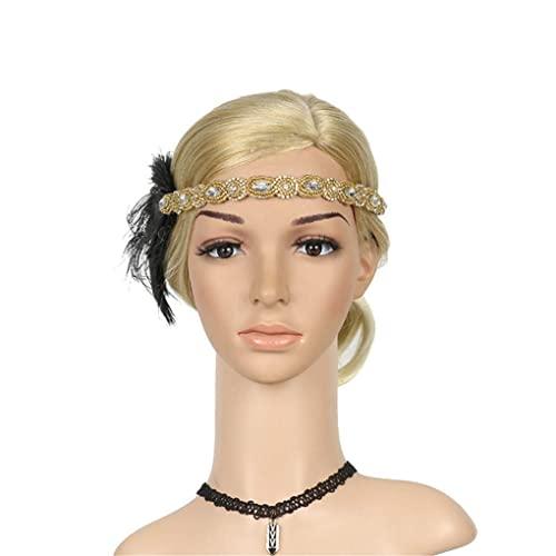 Countonme Roaring Art Deco 1920s Headpieces for Women Flapper Headband 20s Gatsby Costume Peacock Hair Accessories 06Gold
