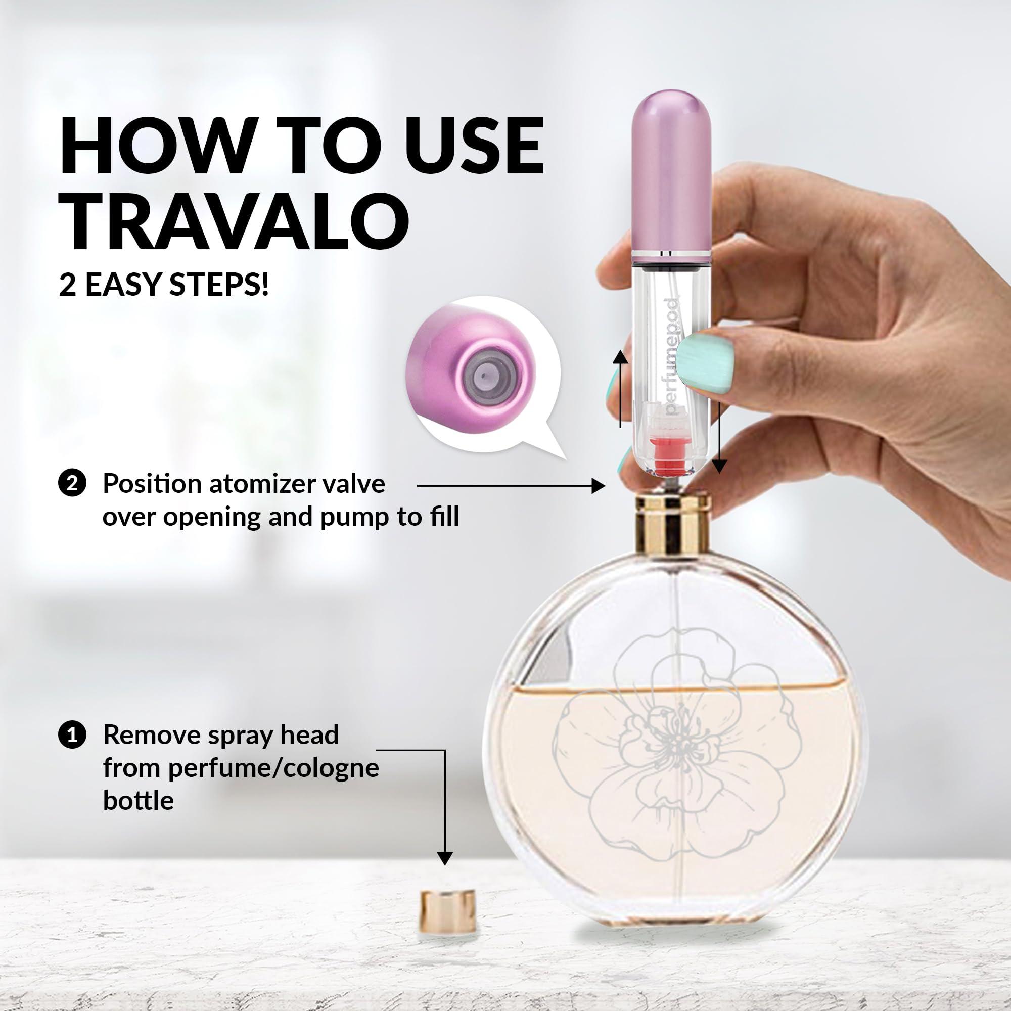 Travalo Travalo Pod Pure Perfume Atomizer | Genie-S Refillable System | Travel TSA Approved | Reusable and Airtight Easy-Fill Mini Pump Sprayer | Lightweight Clear Body Fun Colorful Lid | Silver | 0.17oz