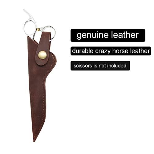 boshiho Scissors Pouch, Boshiho Genuine Leather Salon Barber Hairdressing Scissors Holster Holder Case Bag for 6 Inch Scissor (Brown)
