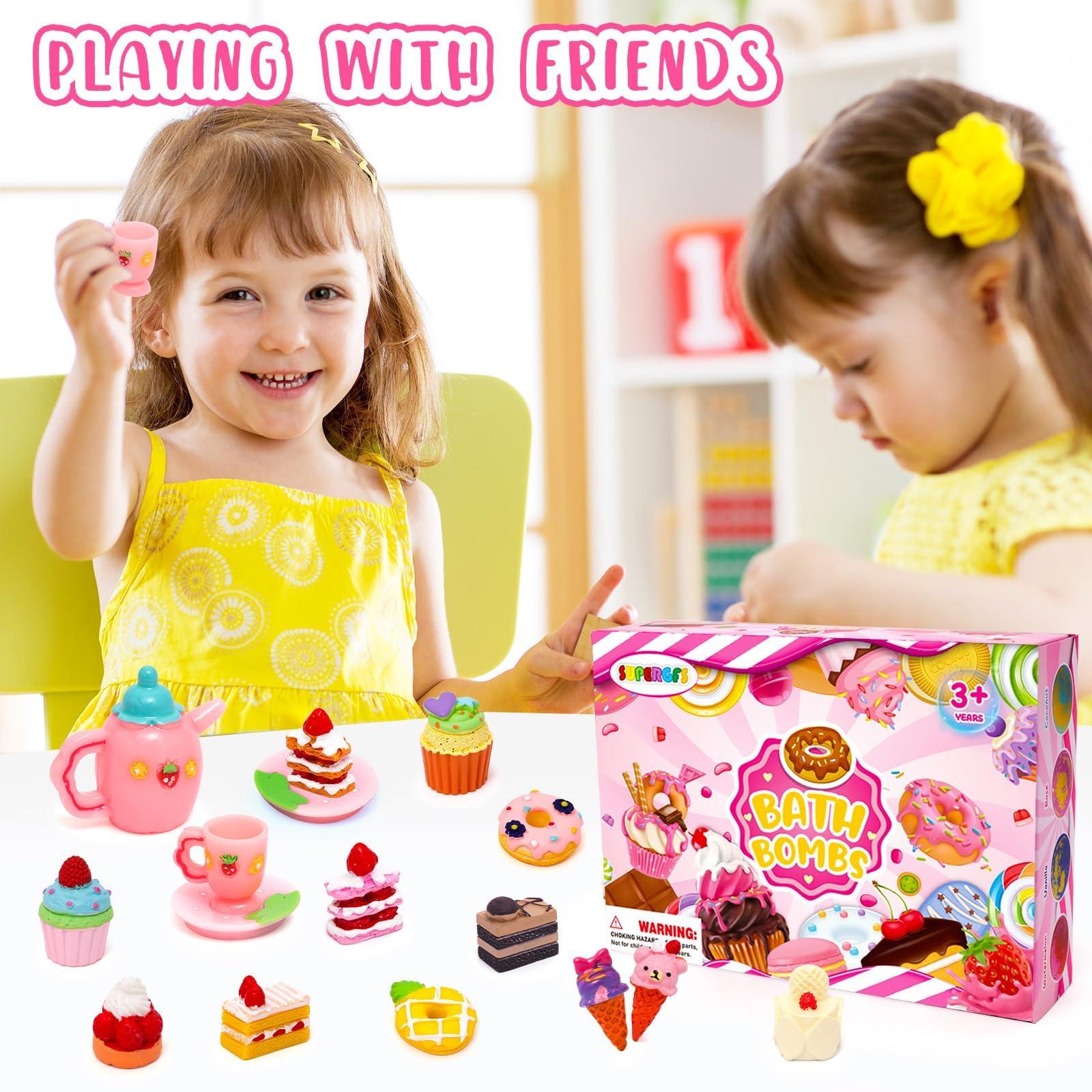 SUPERGFS Bath Bombs for Kids Bath Bomb Gift Set Natural Bubble Bathbombs Fizzy Spa Bath for Kids Girls Birthday Valentines Day Gift