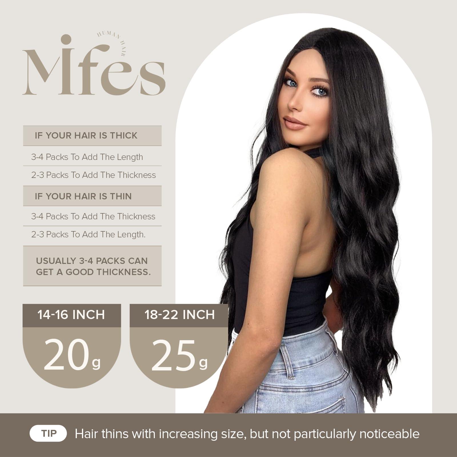 Mifes Mifes Tape in Hair Extensions Human Hair Natural Black #1B Human Hair Extensions Tape in Remy Straight Hair Extensions Invisible Skin Weft Soft Straight Hair 10pcs/25g 18 Inch