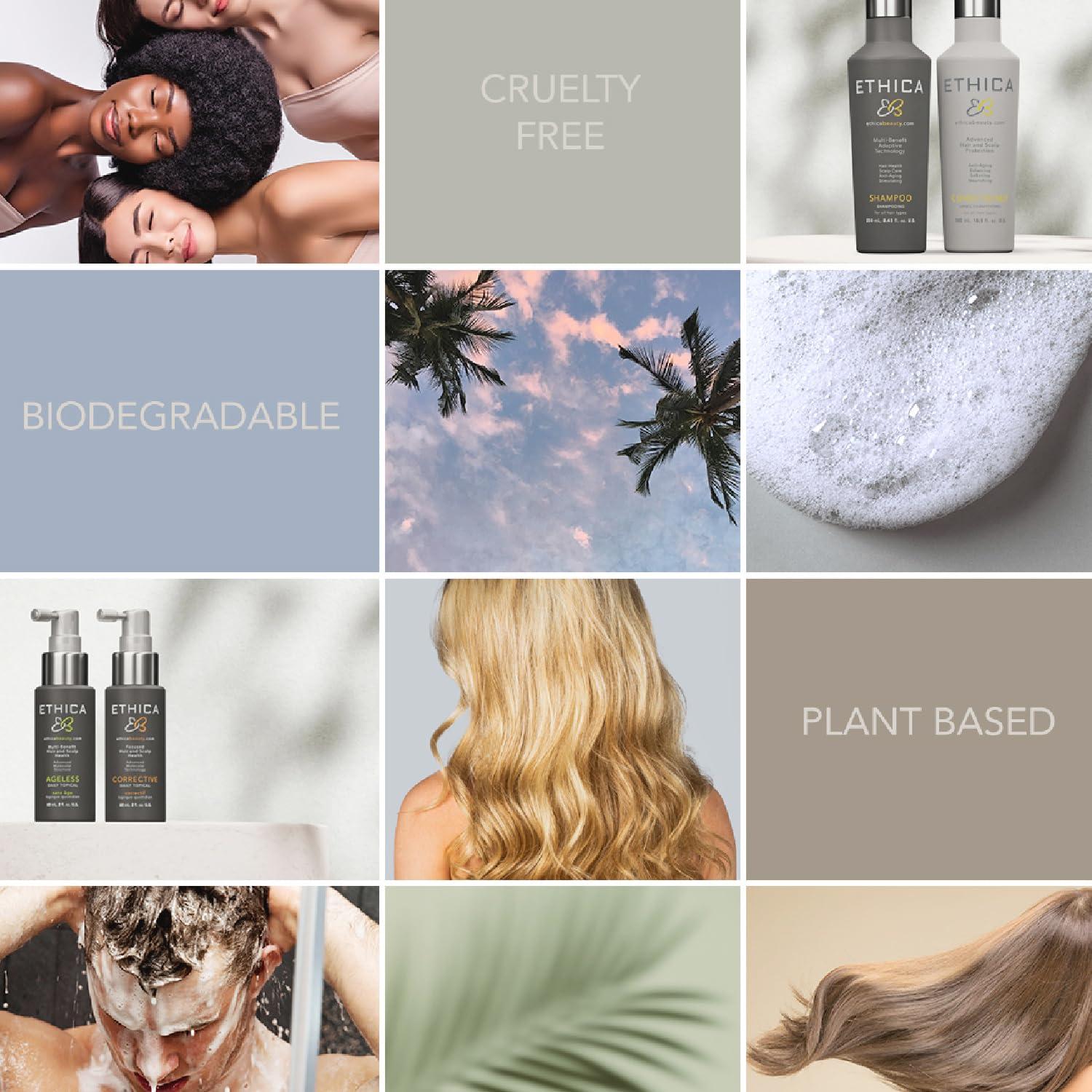 Ethica Beauty Mens Hair Growth. Professional Shampoo, Conditioner, & Daily Corrective Topical Treatment. Healthy Hair, Scalp Health, & Hair Regrowth. 1 Month Supply.