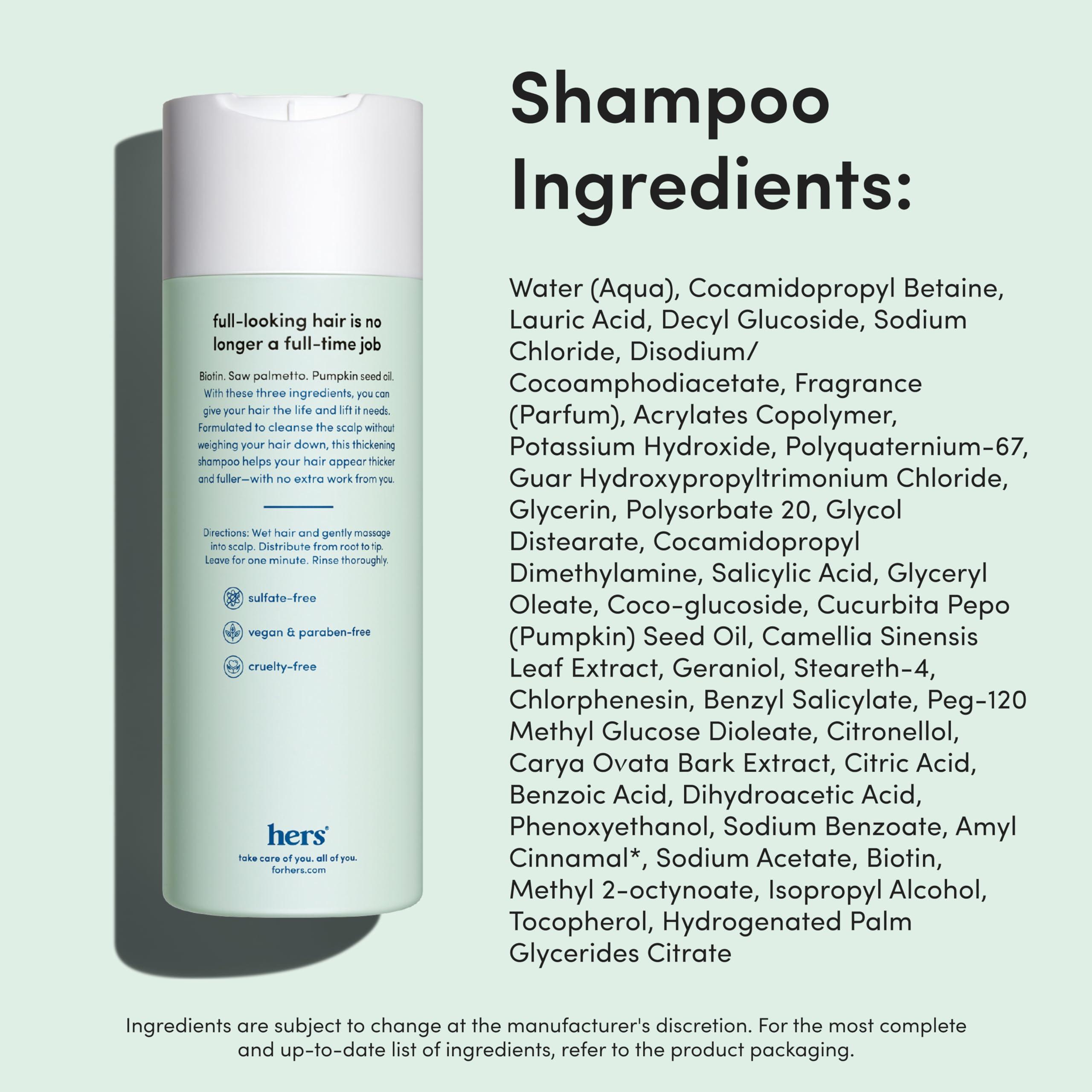 Hers hers Triple Threat Shampoo and Conditioner Set for Women- Thickening, Moisturizing, Reduces Shedding - Color Safe Hair Loss Shampoo and Conditioner- Napa Rose, 2 pack, 6.4oz