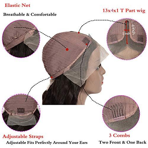 Rismale Hair Body Wave Lace Front Wigs Human Hair Pre Plucked 13x4x1 T Part Body Wave Transparent Lace Frontal Wigs for Black Women 150% Density Brazilian Human Hair Wigs (24, T-Part-Body wig)