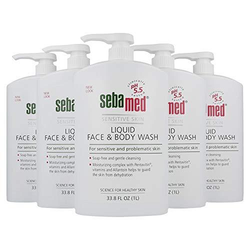 SEBAMED SEBAMED Paraben-Free Face and Body Wash With Pump for Sensitive and Delicate Skin pH 5.5 Ultra Mild Dermatologist Recommended Cleanser 33.8 Fluid Ounces (1 Liter) Pack of 5