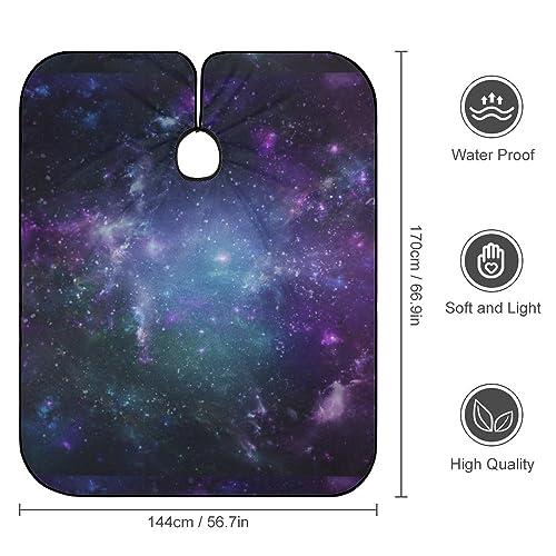 XKAWPC Blue Purple Galaxy Barber Cape Adult Haircut Cape Hairdressing Apron for Home Salon Barbershop