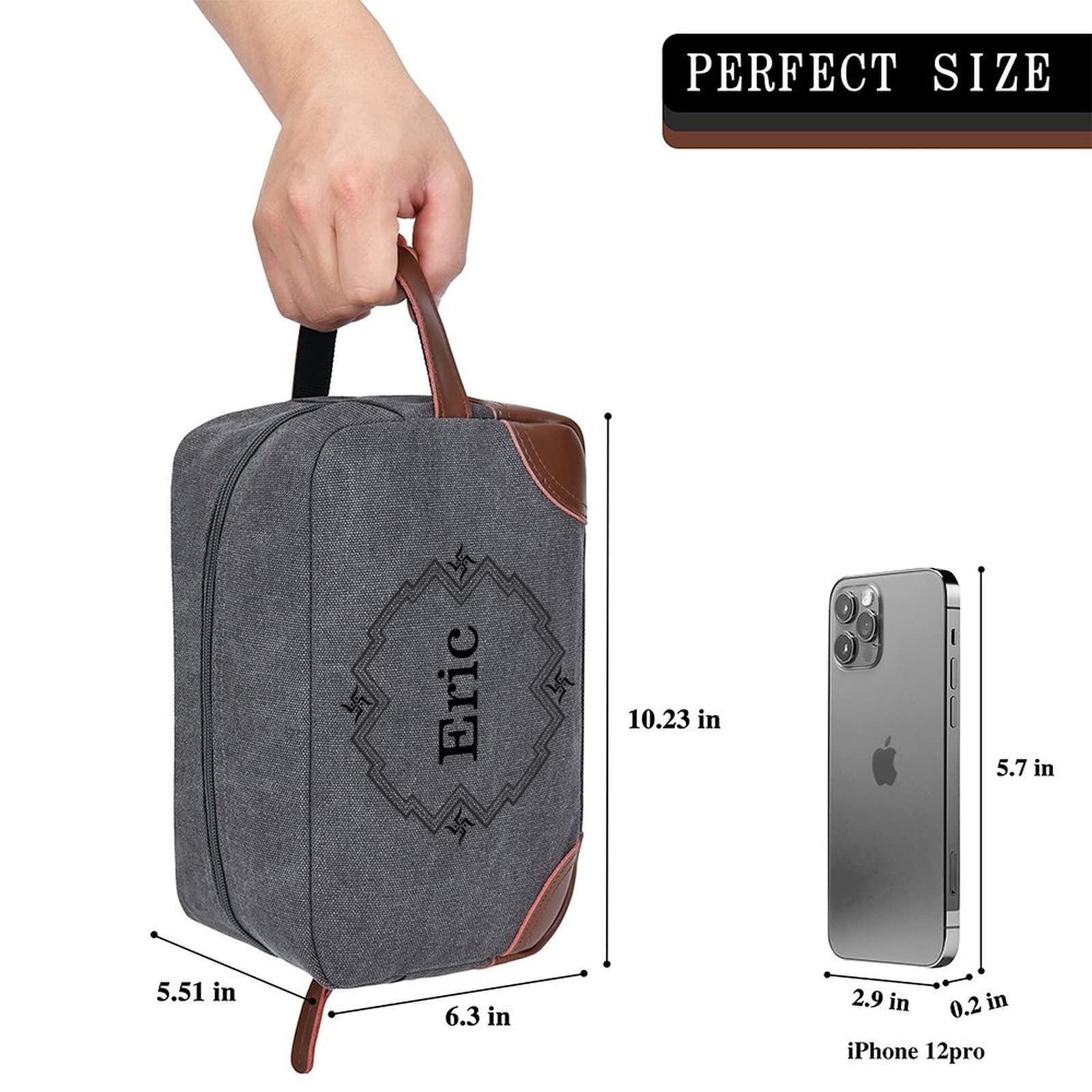 Srotek Personalized Travel Toilety Bag with Customizable Names for Men and Women, Canvas Dopp Kit Resistant Wash Bag, Men\'S Hanging Shaving Wash Bag, Suitable for Bathrooms, Dressing Tables