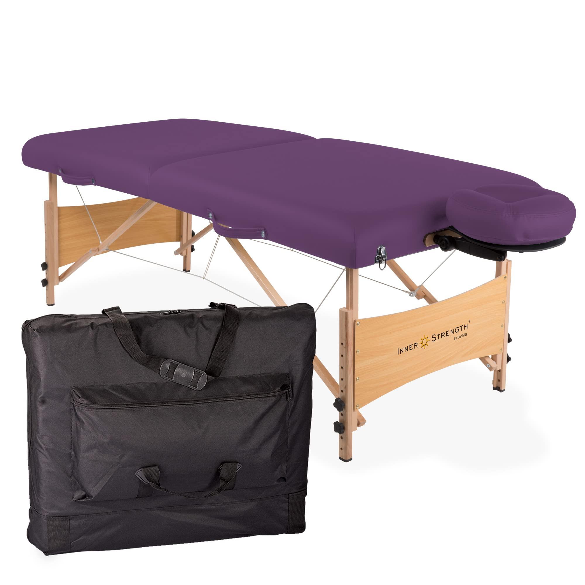 Inner Strength Inner Strength Portable Massage Table Package Element Incl. Deluxe Adjustable Face Cradle, Face Pillow & Carrying Case, Purple